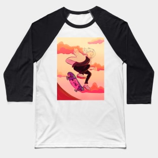 Langa Skateboarding in the sunset Baseball T-Shirt